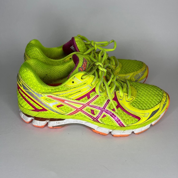 Asics 'GT-2000 2 Yellow Neon T3P8N Athletic Running Training Shoes Womens Sz 6.5 - Picture 1 of 16
